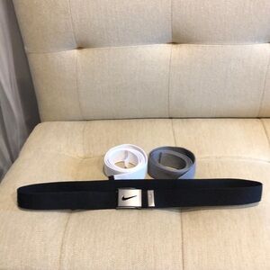 Nike  men’s 3-web golf belts black is used size 44 cut, new white/grey 47”